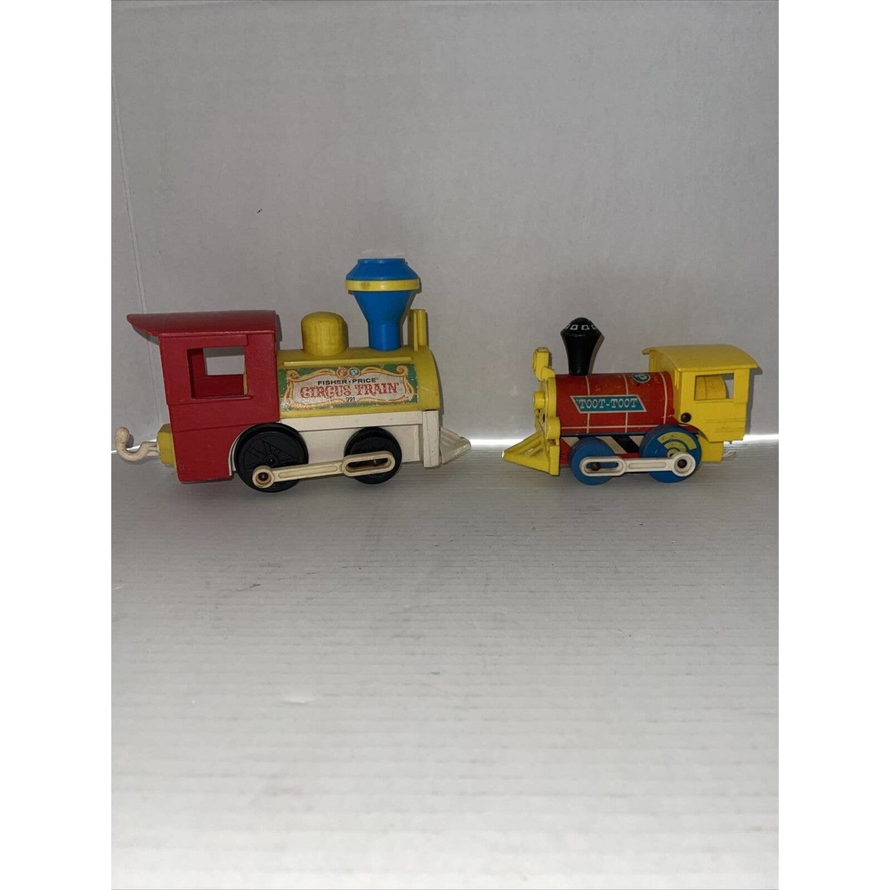 Vintage Fisher Price Circus Train #991 Engine Locomotive & Wooden FP Engine